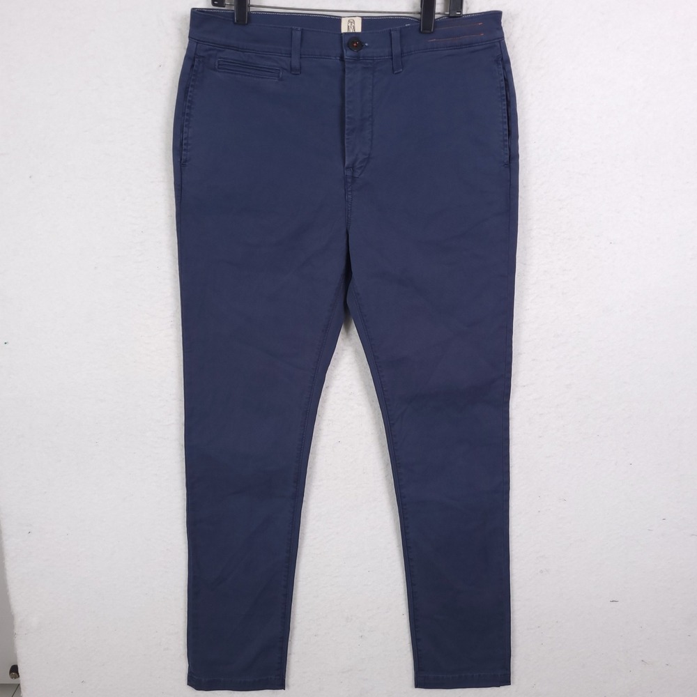 Hiroshi Kato The Axe Chino Mens 34x31 Navy Blue Slim Fit Stretch Cotton Pants